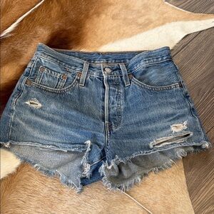 Levi's Distressed Denim Cutoff Shorts - Blue size 24